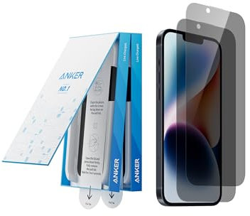 Anker 2 Pack for iPhone 13/13 Pro/14 Privacy Screen Protector, Anti-Spy HD Tempered-Glass Privacy Screen Protector, Easy Installation Exclusively for iPhone 13/13Pro/14(2-Pack)