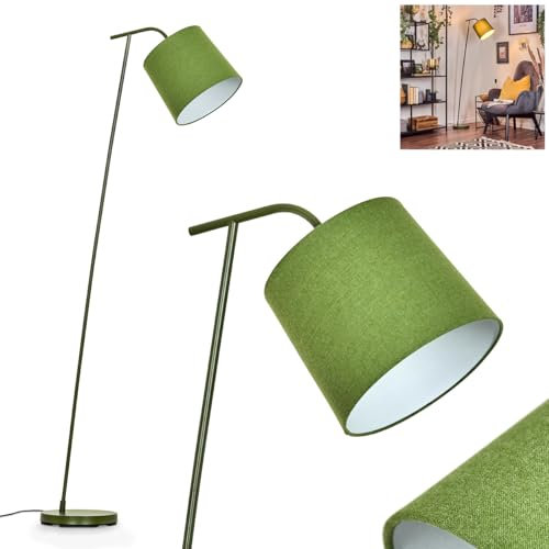 Stehleuchte Palmeiros, Stehlampe aus Metall/Stoff in Grün/Weiß, Leuchte im Retro/Vintage-Design mit rundem Schirm (Ø 25 cm) u. Fußschalter, Höhe 160 cm, 1 x E27, ohne Leuchtmittel