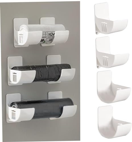 Soporte Para Bolsas De Basura Dispensador De Bolsas De Basura Montado En La Pared De 4PCS Dispensador De Bolsas De Basura Autoadhesivo Impermeable Soporte Para Bolsas De Plástico De Longitud Ajustable
