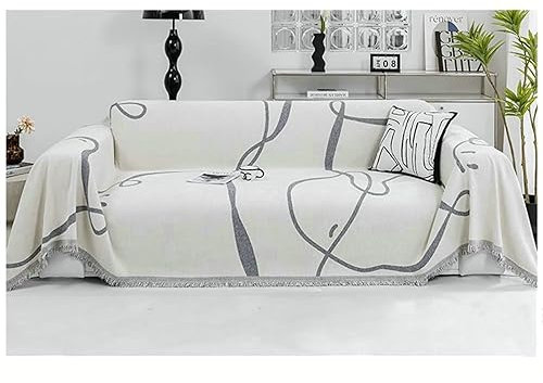 Bishilin Sofa Überzug Nordisch 180x230CM, Couchbezug Eckcouch 2 Sitzer mit Grau Gestreift Motiv 180x230CM Sofaüberwurf rutschfest Sofabezug Universal