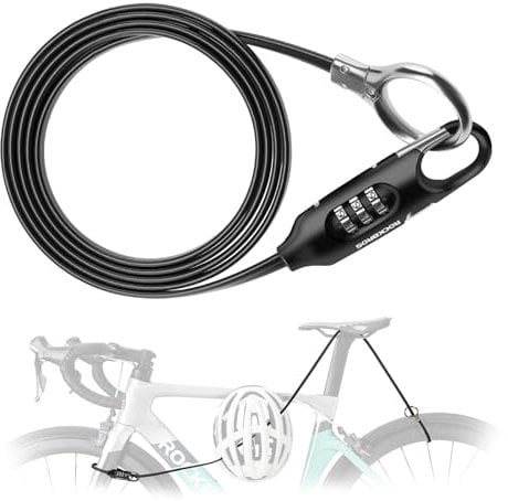ROCKBROS Bike Lock Combination 150cm/3mm High Security Long Cycle Cable Locks for Mountain Road Bike Motorcycle Luggage