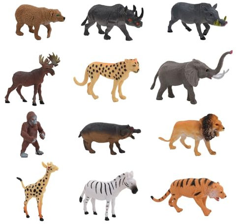 HaOrchid 12 Stück Wald Tierfiguren, Tiere Spielzeug Set, Mini Figuren Wald Tiere Figuren Miniatur, Waldtierfiguren Realistische, Dschungeltier-Figuren Spielzeug zum Spielen Oder Als Deko für Kinder