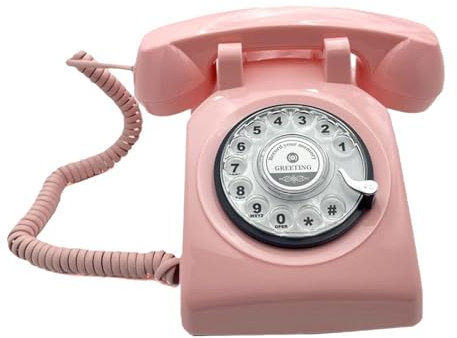 Folpus Audio-Gästebuch Hochzeitstelefon Telefon Nachrichten aufzeichnen Retro-Design Sprachnachrichtenrekorder Audio-Gästebuch für Party, Rosa