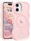 Pepmune Coque Magnétique pour iPhone 16 [Compatible avec Magsafe] Translucide Mat Cadre Vague Bouclée Coque de Téléphone Slim Fit Antichoc Housse de Protection pour Homme et Femme-Rose