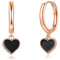 Loutade Silver Hoop Earrings for Women Girls, 925 Sterling Silver Drop Hoop Earrings with Heart Dangle, Hypoallergenic Rose Gold Black Heart Hoop Earrings Dangling Jewelry Gift for Christmas Birthday