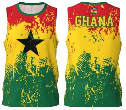 Basketballtrikot mit Ghana-Flagge, Team-Up-Sport, 3D-Volldruck-Design, Trikots, Schwarz , L