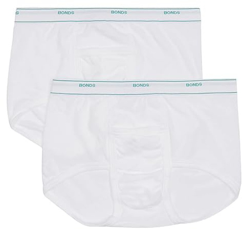 Bonds 2 Pack Extra Support Briefs Mens Boxer White Comfy Undies Underwear M81L, White, XL