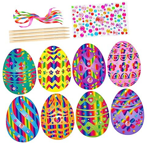 Abaodam 1 Satz Kratzmalset Für Ostereier Osterkratzei Dekoration Kleine Osterspielzeuge Osterhandwerk Ostereier Zum Kratzen Osterei- Ostern-regenbogen-rubbelkarten Holz