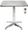 Hochwertiger Bistrotisch aus Aluminium, Eckiger Aluminiumtisch Wetterfest für Garten, Balkon und Terrassen – T70xB70xH72cm / Pflegeleichter Gartentisch mit Standfüßen – Silber glänzend Tischplatte