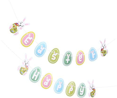 Garneck 1 Satz Kaninchen-Osterei-Flagge ostern dekoration easter decoration Osterpapierbanner mit Ostermotiven Festival-Banner Partyzubehör Ostern-Party-Ammer Papierfahnen Ostern Osterfone