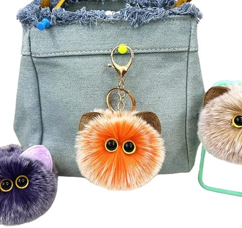 WORKIRAN Porte-clés chat en peluche, 8 cm, pendentif en peluche, fait à la main, douillet, pendentif moelleux pour sac à main, orange, Orange, Standart