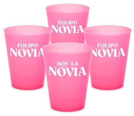 OH YEAH - 4 Vasos Cubata Ancho Plástico Reutilizables Rosa - 480 cc - Vasos Despedida de Soltera - Vasos Novia y Amigas - Vasos Reciclables - Team Bride - PERSONALIZADO