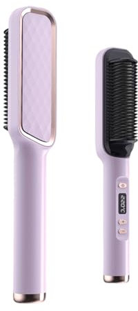 Glättbürste, Professionelles Glätteisen, Verbrühungsschutz Keramik Haarglätter Bürste mit LED Display, 4 Temperaturstufen, 160 °C bis 220 °C, Lila