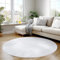 Carpettex Kurzflor Teppich Wohnzimmer 200 cm Rund Weiß - Runder Teppich Waschbar, Weich, rutschfest, modern einfarbig Design - für Schlafzimmer, Küche, Esszimmer