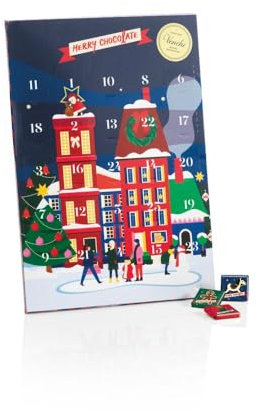 Venchi, Klassischer Adventskalender 2025, 24 assortierte Pralinen Granblend Milch und Extra Zartbitter 75%, Limited Edition, 181 g, glutenfrei, ohne Farbstoffe, Weihnachtsgeschenkidee