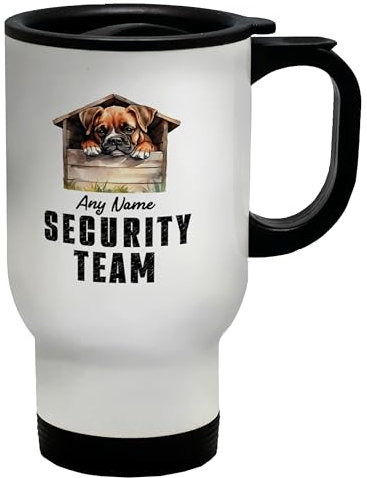 Shopagift Personalised Boxer Security Team Dog Pet Lover Travel Mug Stainless Steel 14oz Cup