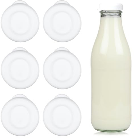 6 tapas de silicona para botellas de leche de cristal, tapas de repuesto para botellas de leche de vidrio, tapas de botellas de cristal, tapas reutilizables para botellas de leche de mermelada