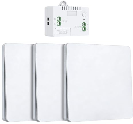 Funk Lichtschalter Set 230V - Batterieloser Drahtloser Funk-Wandschalter für Lichter, Einfache Installation ohne Neuverdrahtung, Kabelloser Funktaster für Haus,funk lichtschalter (EU 1Gang 3V1 a)