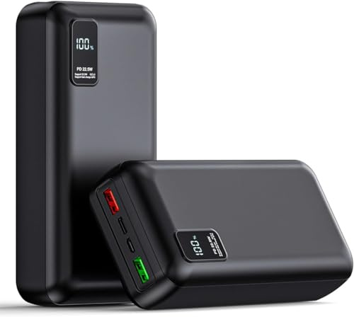 Externe Akkus großer Power Bank 50000mAh hohe Kapazität PD22,5W Handyakkus Schnellladung tragbares Ladegerät Schnellladung mit 3Ausgängen und 2Eingängen LED-Anzeige mit Kapazität für iPhone/Android
