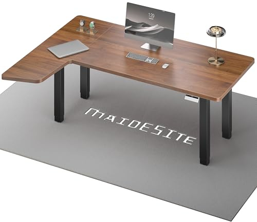 MAIDeSITe Höhenverstellbarer Elektrisch Schreibtisch L Form,160x120cm Eckschreibtisch mit Dual Motor 4 stabilen Beinen, 160kg Tragkraft, USB-C-Anschluss Piano Steuerungssystem für Home Office -Canvas