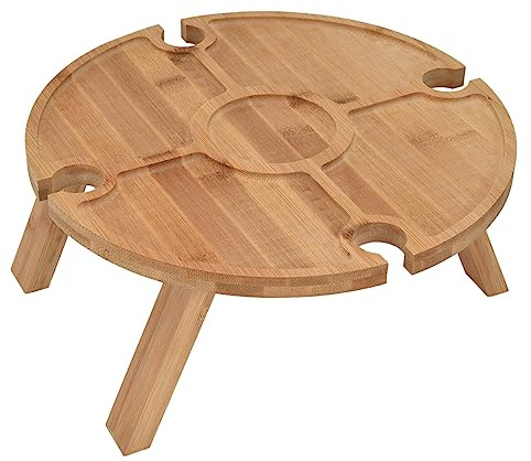 Riuulity Table à Vin D'extérieur Portable, Table de Pique-Nique Pliante pour Randonnée, Camping, Dîner en Plein Air, Bureau à Vin de Conception Spéciale pour Les Amateurs de Plein Air, Yacht en Bois