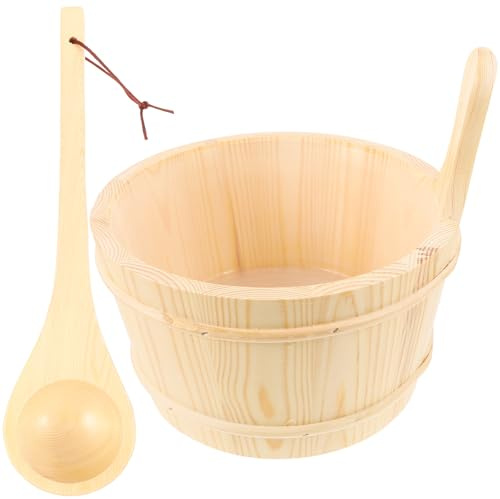 Ciieeo Holzsauna Eimer Satz mit Schaufel Handgefertigtes Holzfass für Sauna Langlebiges Saunazubehör für Heimsauna und Spa