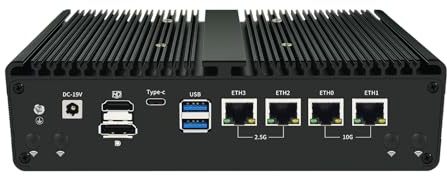 HKUXZR Routeur logiciel pare-feu NAS AMD R7-8845HS, 4 x LAN (2 x 2,5 G + 2 x ports réseau 10 G), 2 x SO-DIMM DDR5 5600 MHz, 4 x M.2 NVME (prend en charge PCIE), HDMI + DP + 2 x Type-C