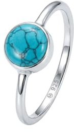 mantraroma Silberring Damen 925 Sterling Silber – runder Edelstein Ring Ø 7 mm, schlichter minimalistischer Damenschmuck modern elegant, Geschenk für Frauen