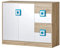 Mirjan24 Kommode Nicola NA08, Griffe Farbauswahl, 4 Schubladen, 2 Türen, Highboard, Sideboard, Mehrzweckschrank für Jugendzimmer (Eiche Hell/Weiß + Türkis)