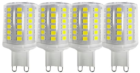 HUAMu G9 9W LED Light Bulbs, Flat Round, 88 Led Chips, Equivalent to 80W Halogen Bulbs, 800LM, 6000K Daylight White, 360° Beam Angle, AC 220-240V, Non-Dimmable,4 Pack