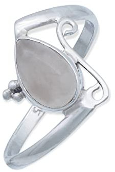 mantraroma Silber Ring Damen 925 Rosenquarz Edelstein rosa schlicht groß modern