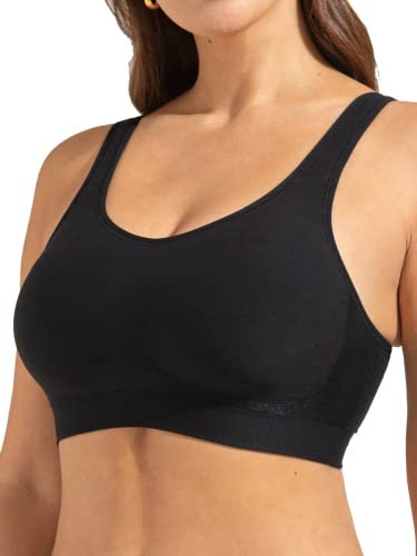 SHAPERMINT Truekind Compression Wirefree Support Bra for Women Small to Plus Size Everyday Wear, Exercise and Offers Back Support Black