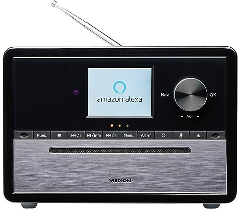 MEDION S64007 Kompaktanlage mit Amazon Alexa (DAB+, CD-Player, MP3, Spotify Connect, Amazon Music, Bluetooth, WLAN, PLL UKW Radio, 2,8 Zoll Farbdisplay)