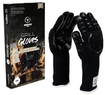 MOESTA-BBQ 19216 GrillGloves No.1 Größe S/M für Profis - Bis 500°C hitzebeständiger Grill- / Ofen-Handschuh - LFGB