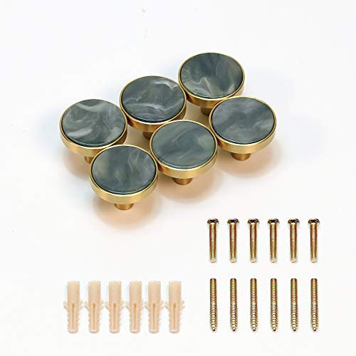 EVERGD 27mm Pure Copper Handle Shell Brass Gold Wardrobe Kitchen Cabinet Door Knobs Drawer Cupboard Hardware Pull Handle Clothes Coat Hook Modern Simple (6, Ink Green)