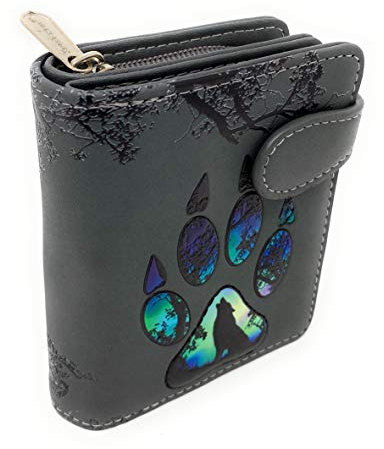 Shag Wear Small Wolf Paw Damen Bifold börse dunkelgrau veganes Leder …