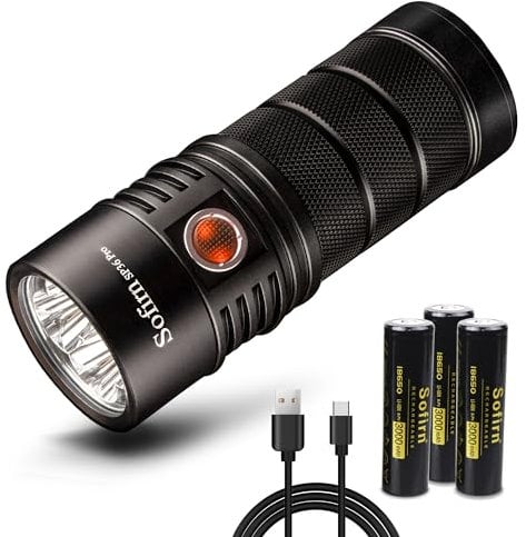 Sofirn SP36 Pro 8000 Lumen Super Powerful Torch, Rechargeable Anduril UI Flashlight USB C Charging with 4 SST40 LEDs Ultra Bright Powered by 18650 Battery