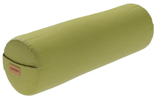 GORILLA SPORTS® Yoga Bolster - Ø20 cm, Waschbarer Bezug, aus 100% Baumwolle, mit Dinkelfüllung, Tragegriff, Farbawhl - Yogarolle, Yogakissen, Yogabolster, Pilates, für Restorative Yoga