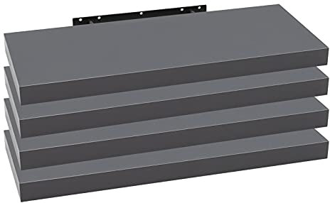 WOLTU 4X Wandregal Wandboard Bücherregal Regale für Deko Wandablagen aus MDF Holz, 4er Set Hängeregal Dunkelgrau, 60x23x3,8cm RG9319dgr-4