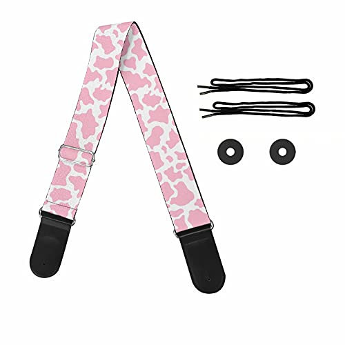 Pizding Starry Gitarrengurt, verstellbarer Schultergurt, Ersatz für Handtasche und Bass, Rosa Kuh, One size