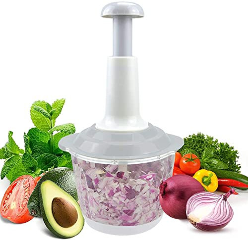 Manuelle Zerkleinerer, Knoblauch Zwiebelschneider Slap Chopper für Küche, Leicht Zu Reinigender Gemüseschneider, Zwiebelhacker Ideal für Gemüse, Obst, Fleisch ohne Knochen