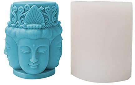 LANGYA silicona con diseño Buda cuatro caras – Molpara hacer velas perfumadas Buda 3D – Molfácil sacar para hacer velas para decoración pasteles, decoración cupcakes