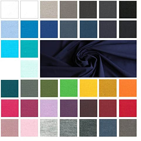 Baumwolljersey Meterware - Jerseystoff - Jersey Uni - Jerseystretch - 38 Farben - Öko-Tex 100 Kl. 1 (Babytauglich) - *** 50 cm x 148 cm ***, Farbe: 407 dunkelblau