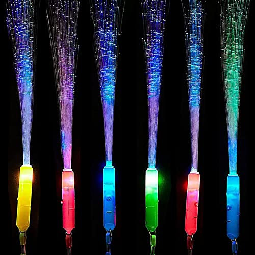 Glasfaser Leuchtstab,6PCS LED Leuchtwedel Multicolor,Leuchtstab mit Multicolor Licht,Leuchtstäbe für Konzerte LED,Leuchtstäbe Bunte,Leuchtstab Leuchten im Dunkeln,Leuchtstab Leuchtet in Vielen Farben