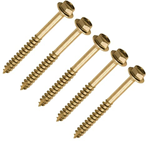 TERF® 6.0 X 100mm Advanced Turbo Coach Screws 6.0 X 100mm Slash Point Hex Flange Head Solo Coach Screw Yellow - Pack of 20