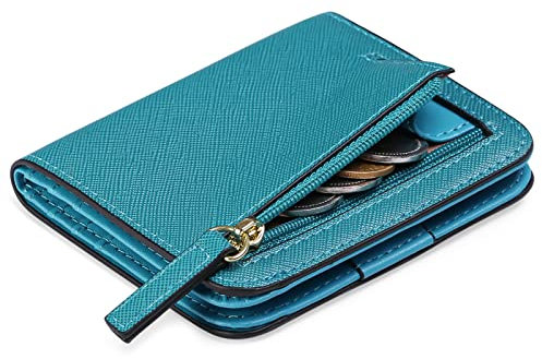 GAEKEAO Portefeuille Femme Cuir Slim Porte Carte avec RFID Blocage Fermeture éclair Poche à Monnaie, Petits Porte Monnaie Femmes avec fenêtre d'identification