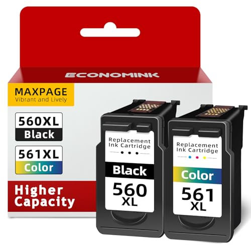 Economink druckerpatronen 560 561 Kompatibel für Canon 560 561 patronen, PG-560XL CL-560XL Ersatz für Canon TS5350i Patronen für Pixma TS5350 TS5351 TS5352 TS5353 TS7450 TS7451 (2er-Pack)