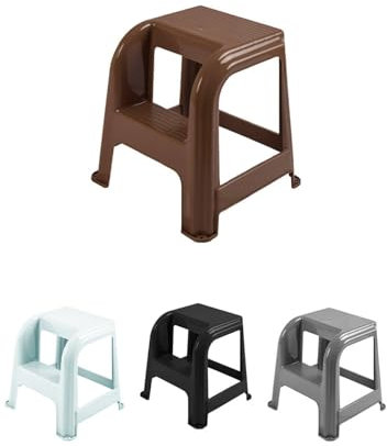 JARDIN202 - Taburete con escalón de Plástico Multiusos y Resistente – Asiento Elevador dos Peldaños | Topo