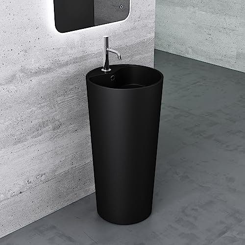 Mai & Mai Design Standwaschbecken in Matt Schwarz aus Mineralguss Waschbecken Standwaschtisch Waschtisch BTH: 45x45x90cm Waschplatz Col35