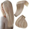 Hetto Tressen Extensions Echthaar Highlights Mittel Blond to Licht Blond Weft Extensions Echthaar Sew in Remy Gerade Invisible Doppelt-Tressen Weave Haarverlängerung 80g 35 cm #18/613